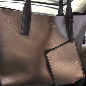 kate spade arch reversible leather tote bag with pouch